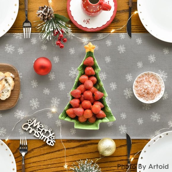 13 x 72 Inch Pine Tree Snowflake Merry Christmas Table Runner Winter Table Decor - Picture 4 of 9